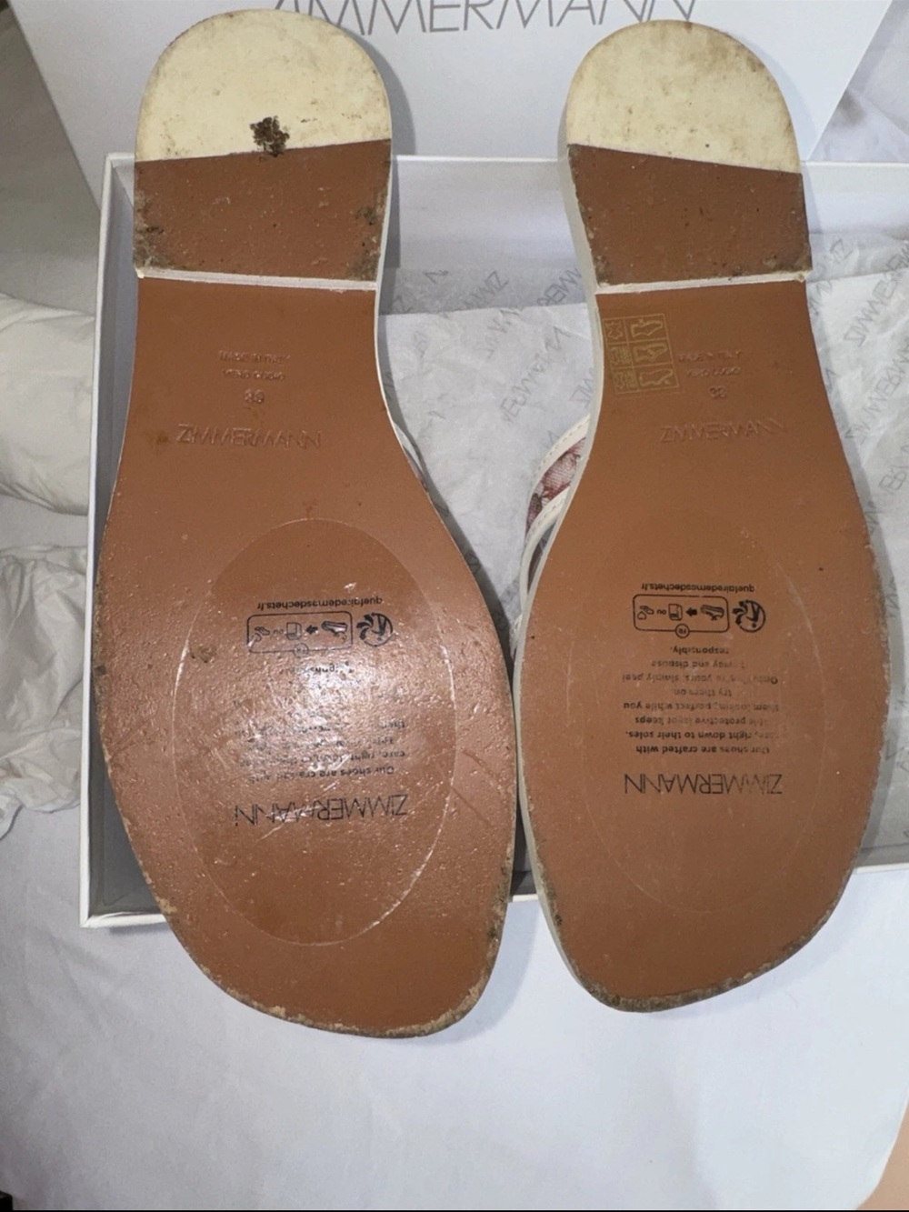 Zimmerman Prisma Hibiscus coral  Floral Print Linen Slide Sandal, Size 38 - Picture 7 of 10